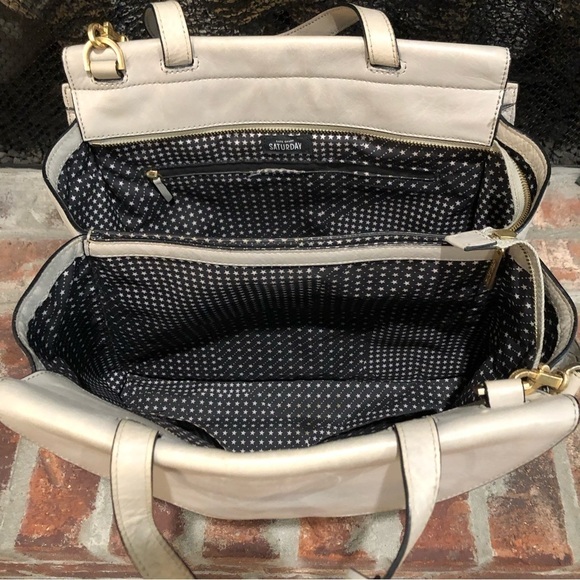 Kate Spade Saturday Handbag "The A Satchel" Detachable Straps Light Gray W OS - Picture 8 of 16